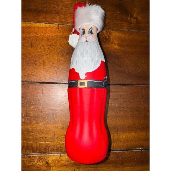 Hand painted Santa Glass Coke Bottle - Picture 1 of 4